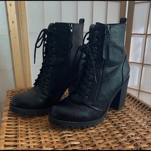 Lace-Up Chunky-Heeled Combat Booties